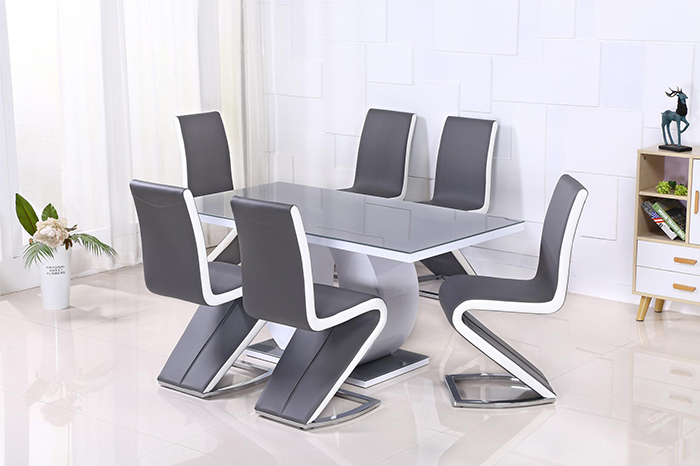 Edenhall High Gloss Painted Glass Top Dining Set With 4 Chairs